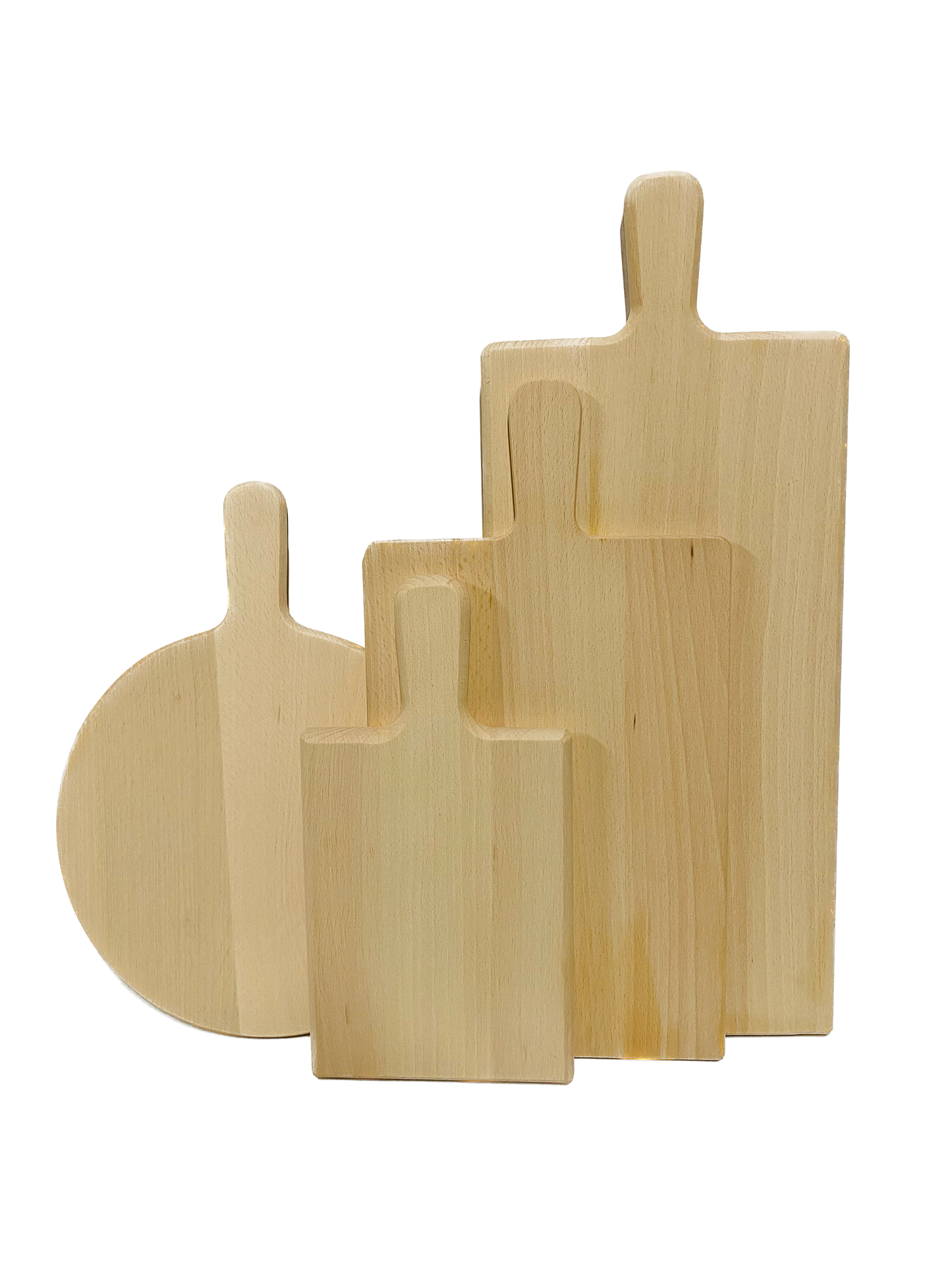 Borrelplank beuken rond/rechthoek met handvat onbehandeld