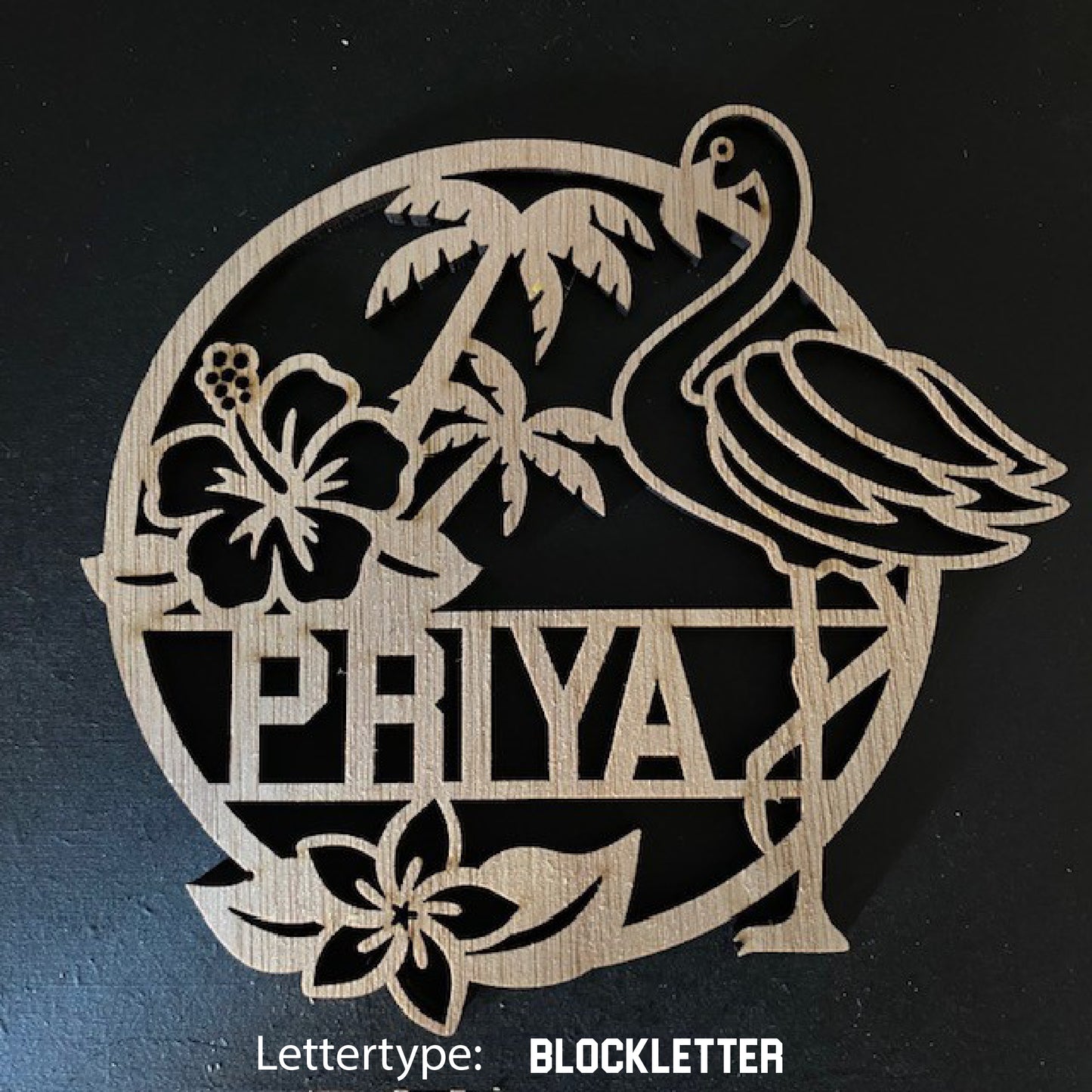 Decoratie met naam - Flamingo