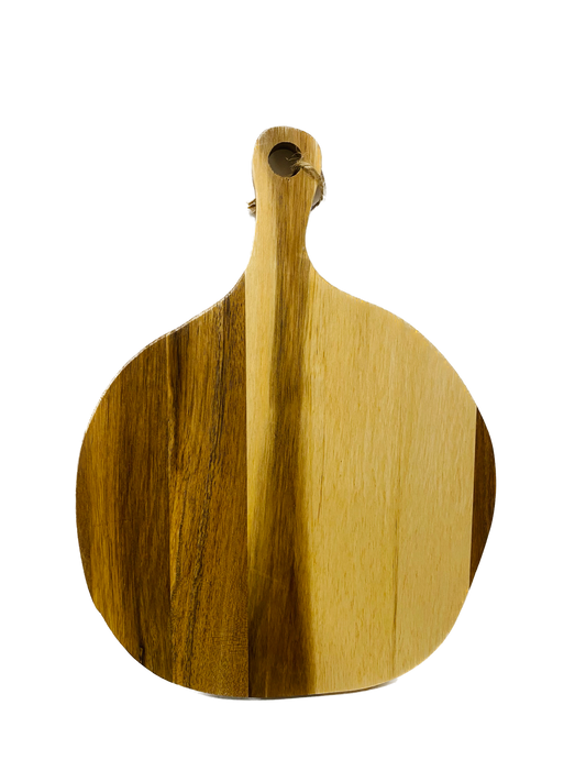 Borrelplank acacia rond met handvat 32x24cm