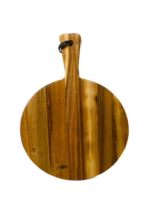 Borrelplank acacia rond met handvat 40x30cm