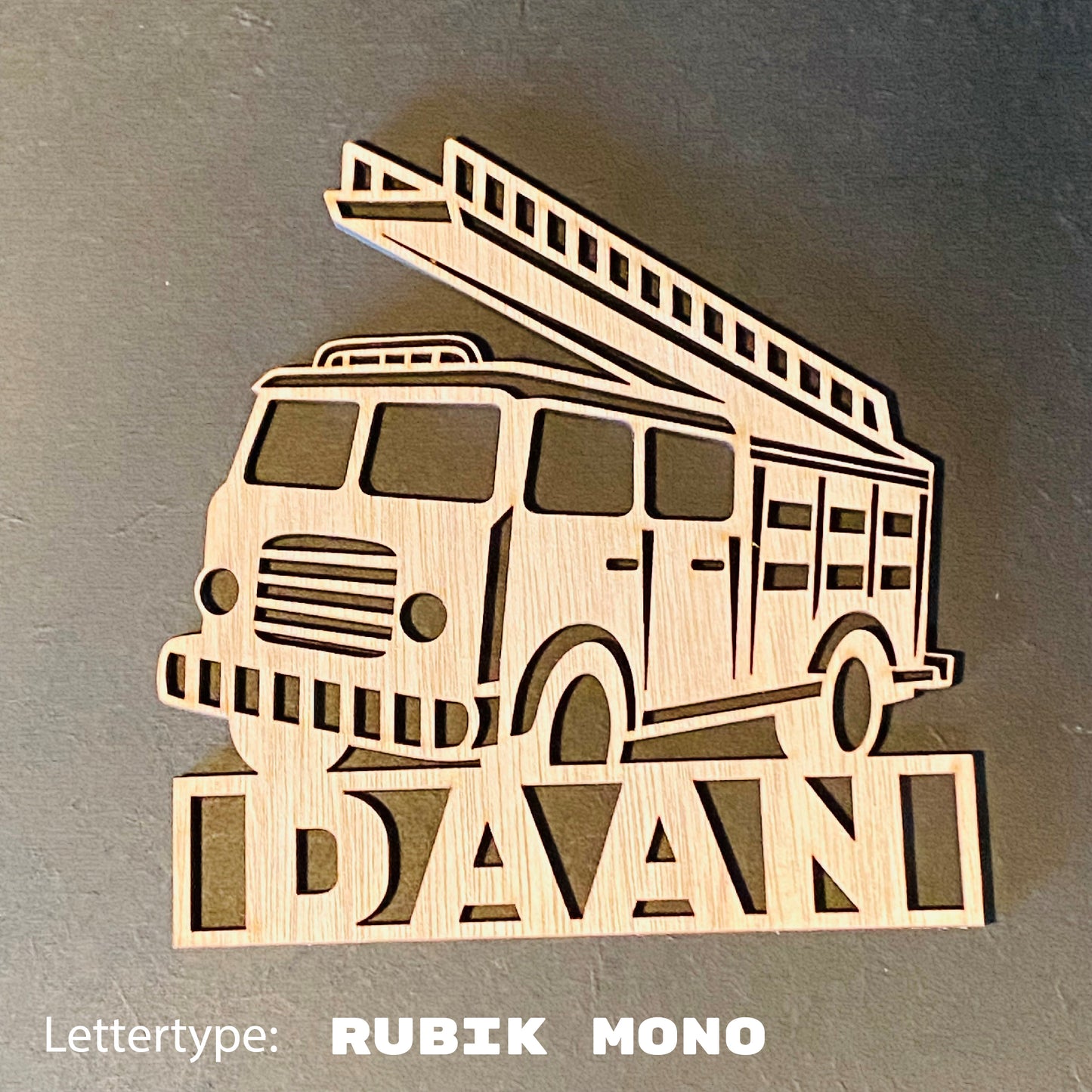 Decoratie met naam - Brandweerwagen 1