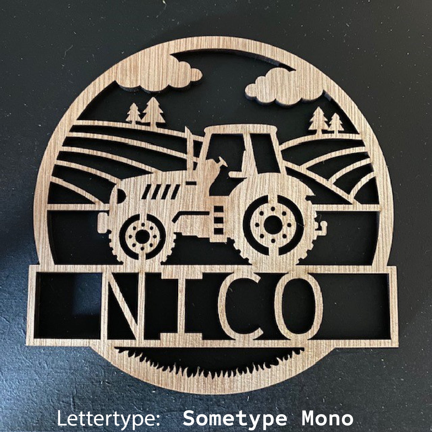 Decoratie met naam - Tractor