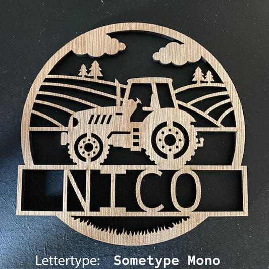 Decoratie met naam - Tractor