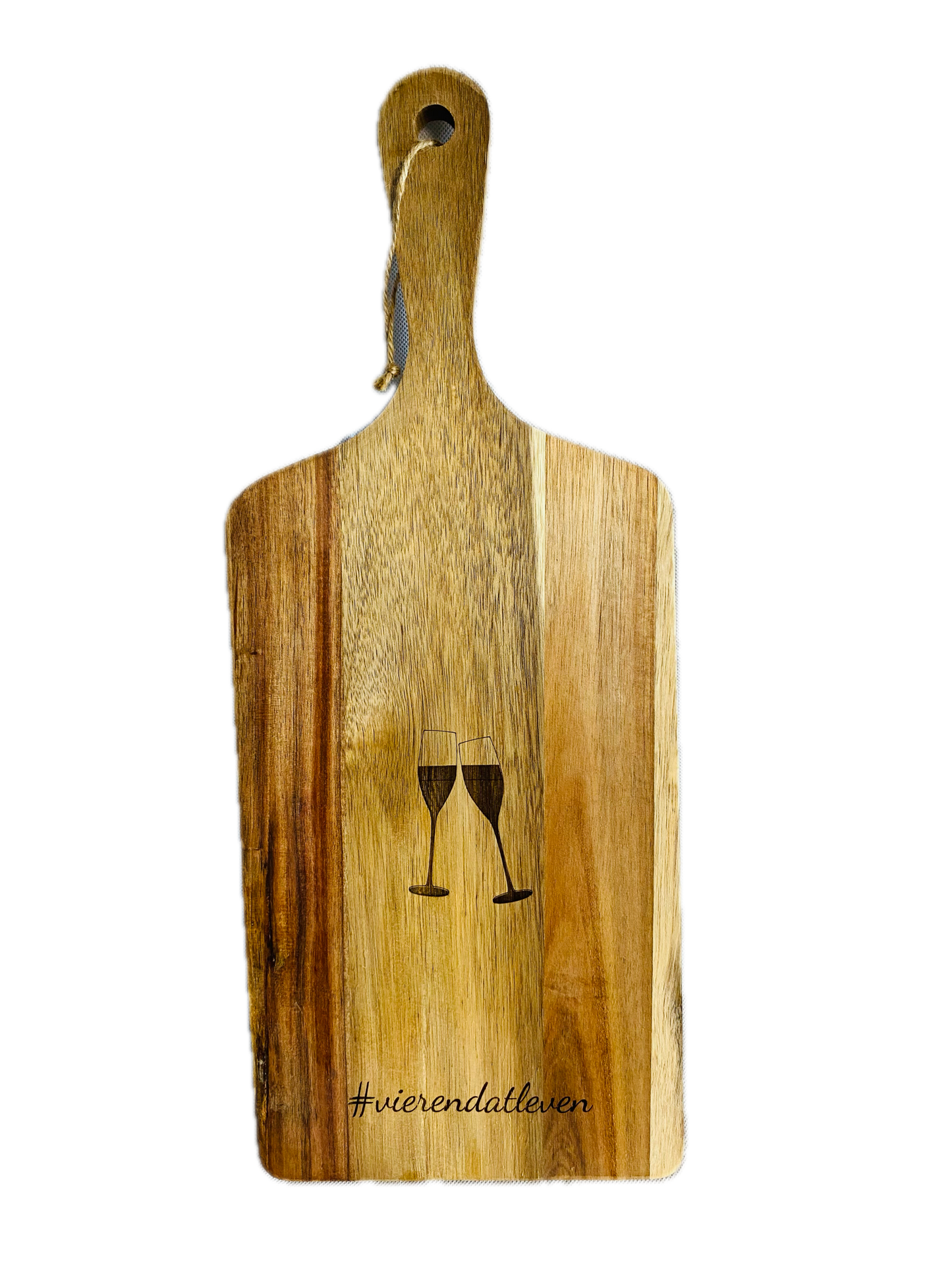 Borrelplank acacia rechthoek met handvat 50x20cm